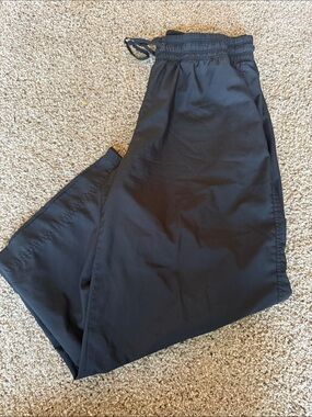 Women's Black Elastic-Waist Track Pants